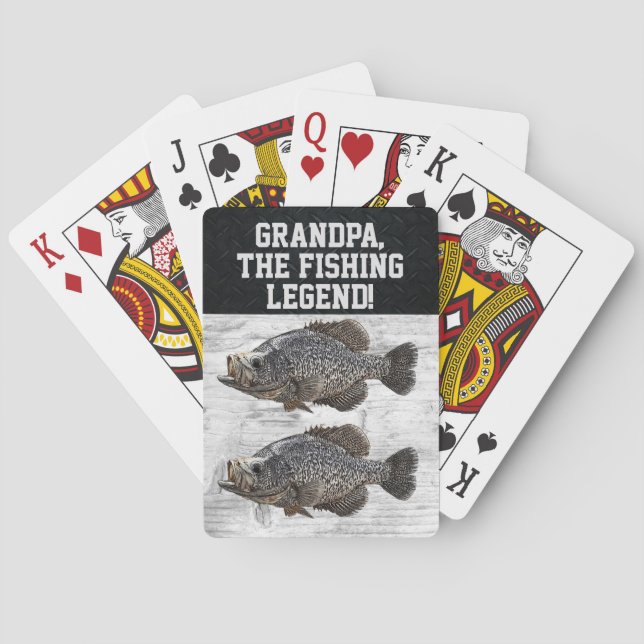 Baraja De Cartas Abuelo Leyenda de Pesca Crappie Funny (Reverso)