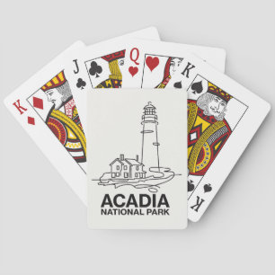 Baraja De Cartas Acadia National Park Lighthouse Line Art