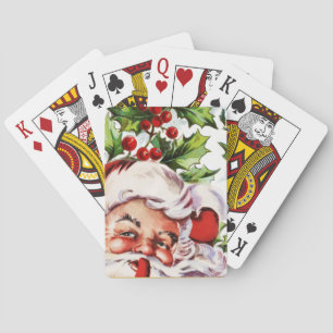 Baraja De Cartas Acebo del vintage de Papá Noel elegante