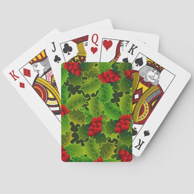Baraja De Cartas Acebo verde con bayas rojas (Reverso)