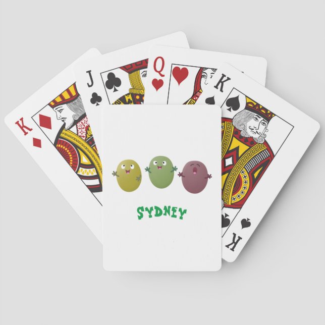 Baraja De Cartas Aceitunas alegres y lindas cantando personalizado (Reverso)