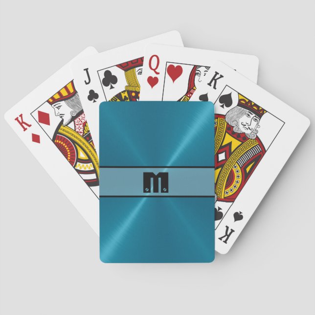 Baraja De Cartas Acero inoxidable azul brillante Metalizado 5 (Reverso)
