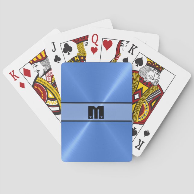 Baraja De Cartas Acero inoxidable azul brillante Metalizado 5 (Reverso)