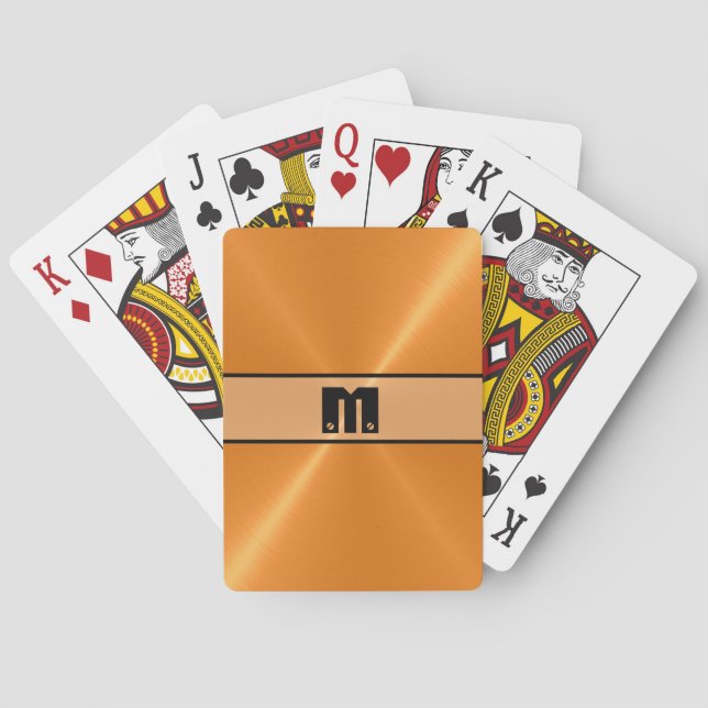 Baraja De Cartas Acero inoxidable brillante naranja Metalizado 5 (Reverso)