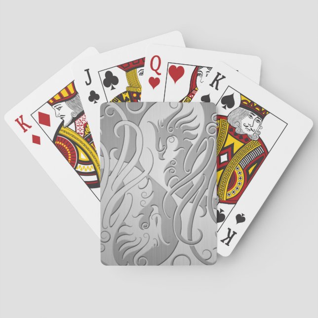 Baraja De Cartas Acero inoxidable Look Yin Yang Phoenix (Reverso)