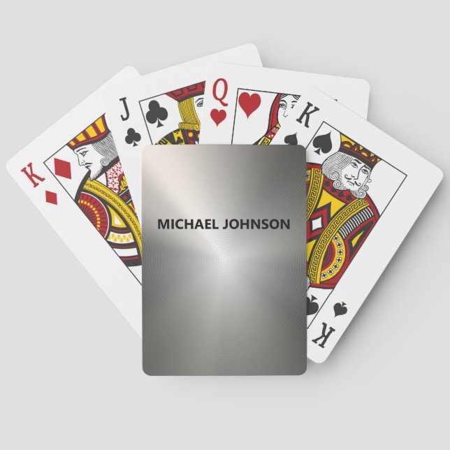 Baraja De Cartas Acero inoxidable plateado Metalizado (Reverso)