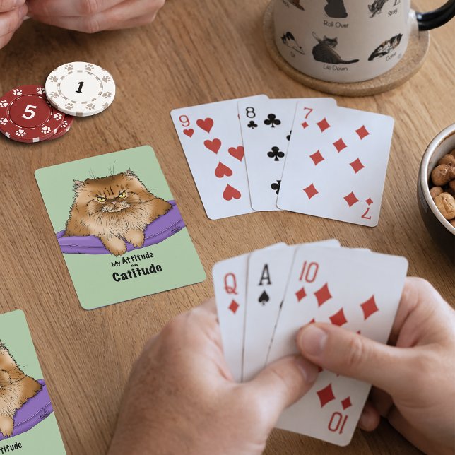Baraja De Cartas Actitud Divertida de Gato (Subido por el creador)