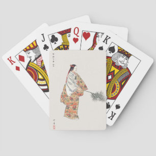 Baraja De Cartas Actor toca Hanjo pintura de arte japonés Kogyo Tsu
