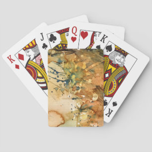 Baraja De Cartas acuarela abstracta y fondo antiguo