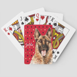 Baraja De Cartas Acuarela Alemana Pastor Perro Personalizado