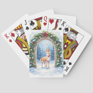 Baraja De Cartas Acuarela Azawakh Arco de Piedra Nevado Navidad