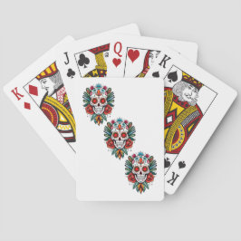 Baraja De Cartas Acuarela Cinco De Mayo Cráneo De Azúcar Colorido