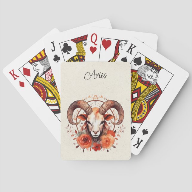 Baraja De Cartas acuarela de Aries Ram Zodiac (Reverso)
