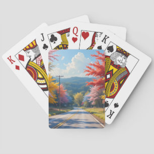 Baraja De Cartas Acuarela de camino rural otoñal pastel