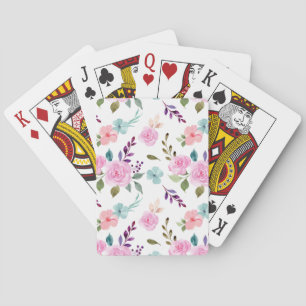 Baraja De Cartas Acuarela de flores rosadas sin costuras