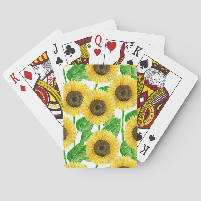 Baraja De Cartas acuarela de girasoles (Reverso)