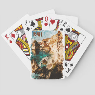 Baraja De Cartas Acuarela de las islas tropicales de Bali Indonesia