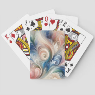 Baraja De Cartas Acuarela Fantasía Pastel Floral Azul & Crema