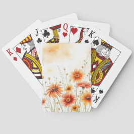 Baraja De Cartas Acuarela floral de Naranja suave