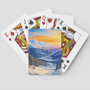 Baraja De Cartas acuarela invierno por la mañana Tarjetas de reprod