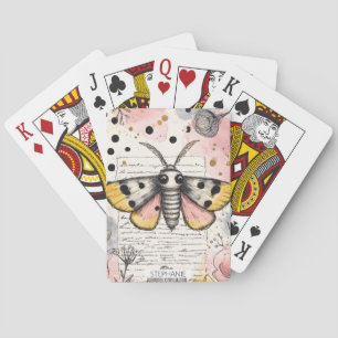 Baraja De Cartas Acuarela Mariposa Tigre Manchada Rosa Oro Arte Boh