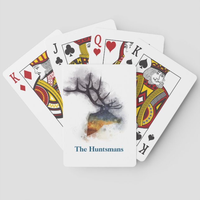 Baraja De Cartas Acuarela personalizada de Deer Buck (Reverso)