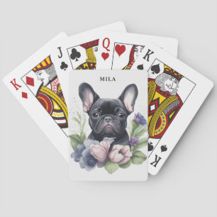 Baraja De Cartas Acuarela personalizada de perro de cerdo negro