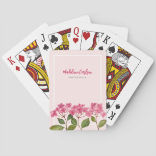 Baraja De Cartas Acuarela Pink Hydrangea Lacecaps Ilustracion