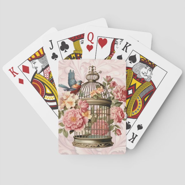 Baraja De Cartas Acuarela Romántica Vintage Floral (Reverso)