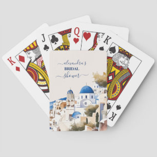 Baraja De Cartas Acuarela Santorini Destino Nupcial