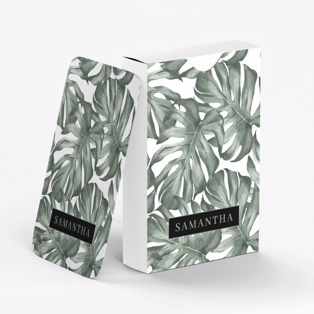 Baraja De Cartas Acuarela Tropical Oasis Moderno Patrón de hojas (Subido por el creador)