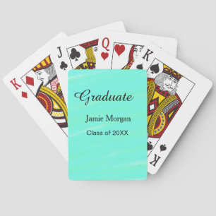 Baraja De Cartas Acuarela verde azul graduación agregar nombre año