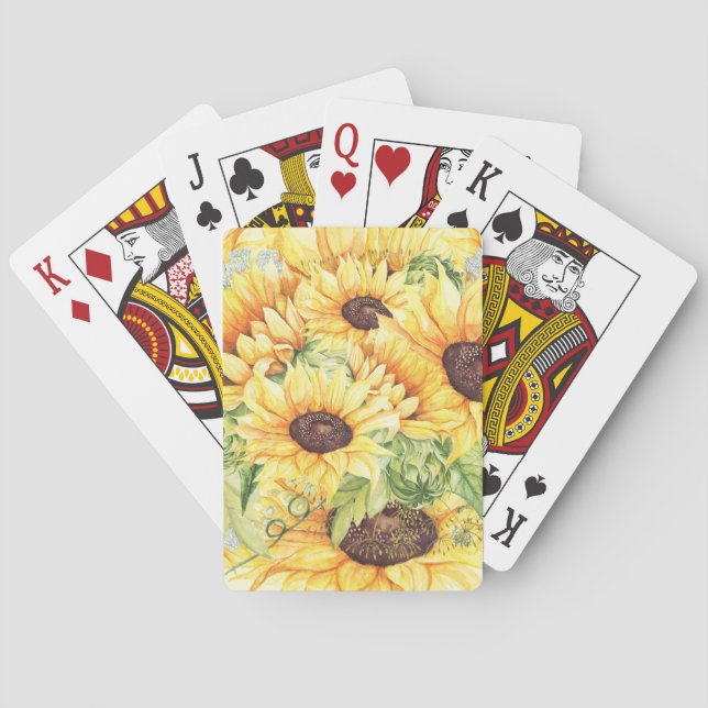 Baraja De Cartas Acuarela Yellow Sunflowers Greeneration (Reverso)