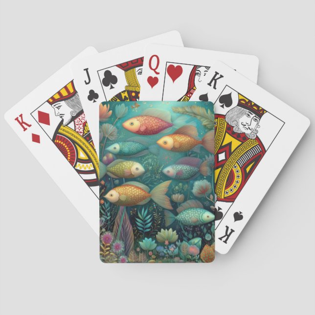 Baraja De Cartas Acuario de Peces Coloridos Caprichosos (Reverso)