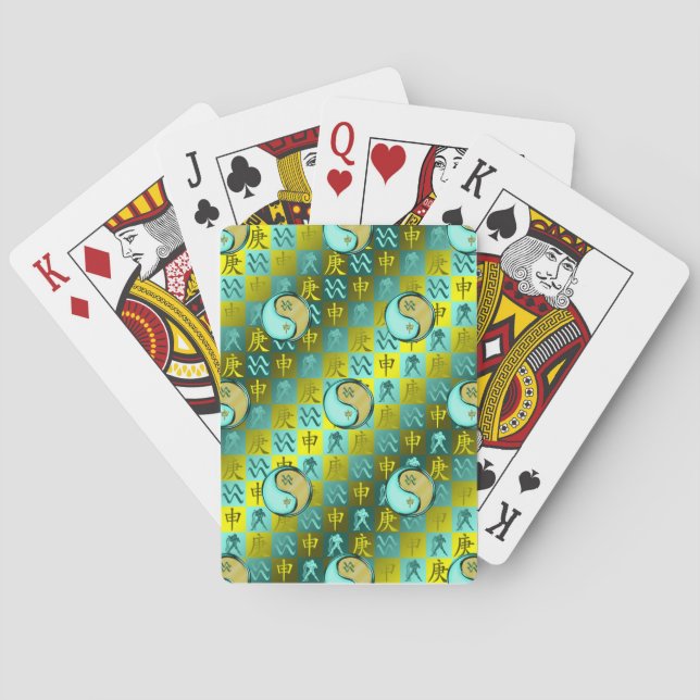 Baraja De Cartas Acuario & Mono de Metal (Reverso)