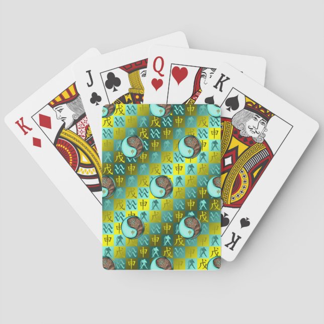 Baraja De Cartas Acuario & Mono de Tierra (Reverso)