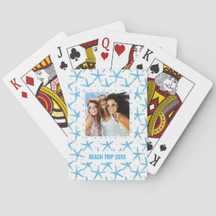 Baraja De Cartas Add Your Name Watercolor Blue Sea Stars Pattern
