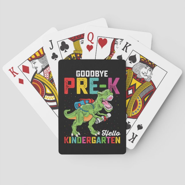 Baraja De Cartas Adiós Pre K Hello Kindergarten T Rex School (Reverso)