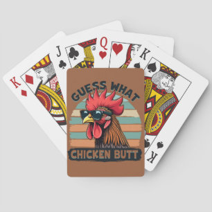 Baraja De Cartas Adivina Qué Trasero De Pollo Divertido Gallo Retro