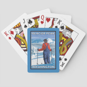 Baraja De Cartas Admiración del esquiador - pico del glaciar,