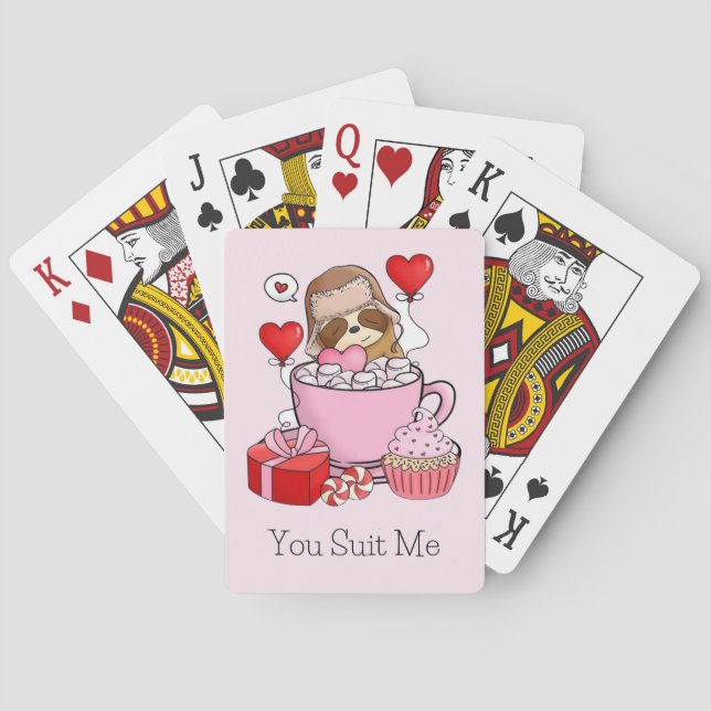 Baraja De Cartas Adorable Valentine Sloth (Reverso)