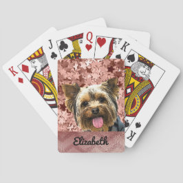 Baraja De Cartas Adorable Yorkie Rosa Oro Nombre Perro Mascota