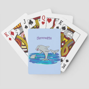 Baraja De Cartas Adorables delfines felices ilustracion personaliza