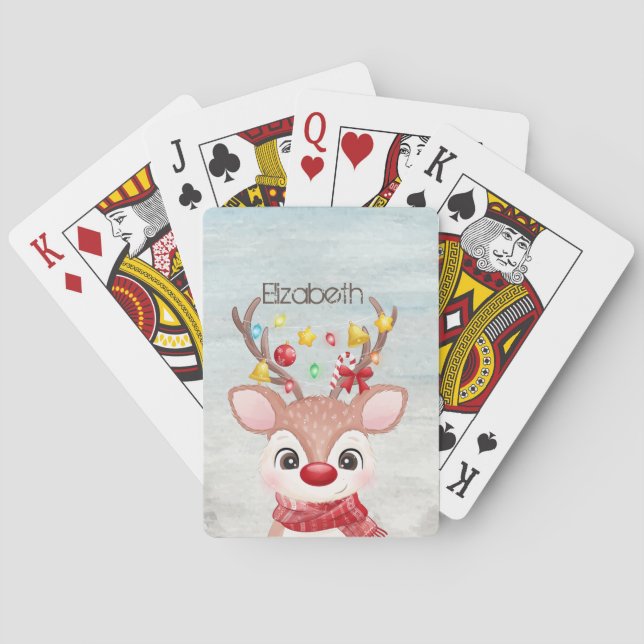 Baraja De Cartas Adorables renos de Navidad (Reverso)