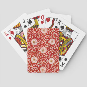 Baraja De Cartas Adorno chino rojo blanco floral de Owen Jones