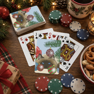 Baraja De Cartas Adorno de Bola de Navidad Gato Siames Funny