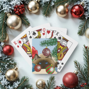 Baraja De Cartas Adorno de Bola de Navidad Gato Siames Funny