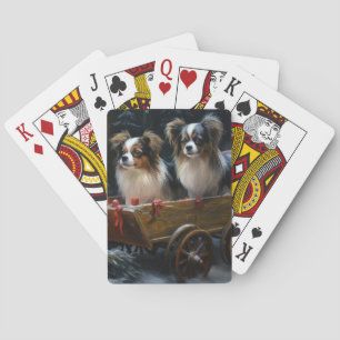 Baraja De Cartas Adorno de Navidad Papillon Snowy Sleigh 