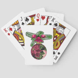 Baraja De Cartas Adorno Retro Burgundy Flor de Pascua de los 50