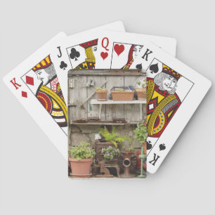 Baraja De Cartas Adornos en cerca de madera, Isla Catalina,